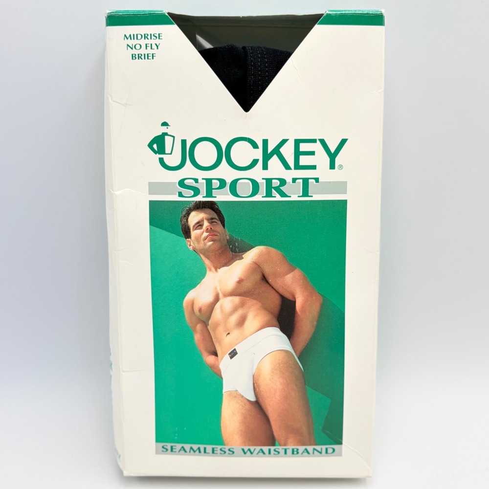 Vintage 1996 Jockey Sport Mens Midrise No Fly Briefs Black XL 40-42 New Open Box